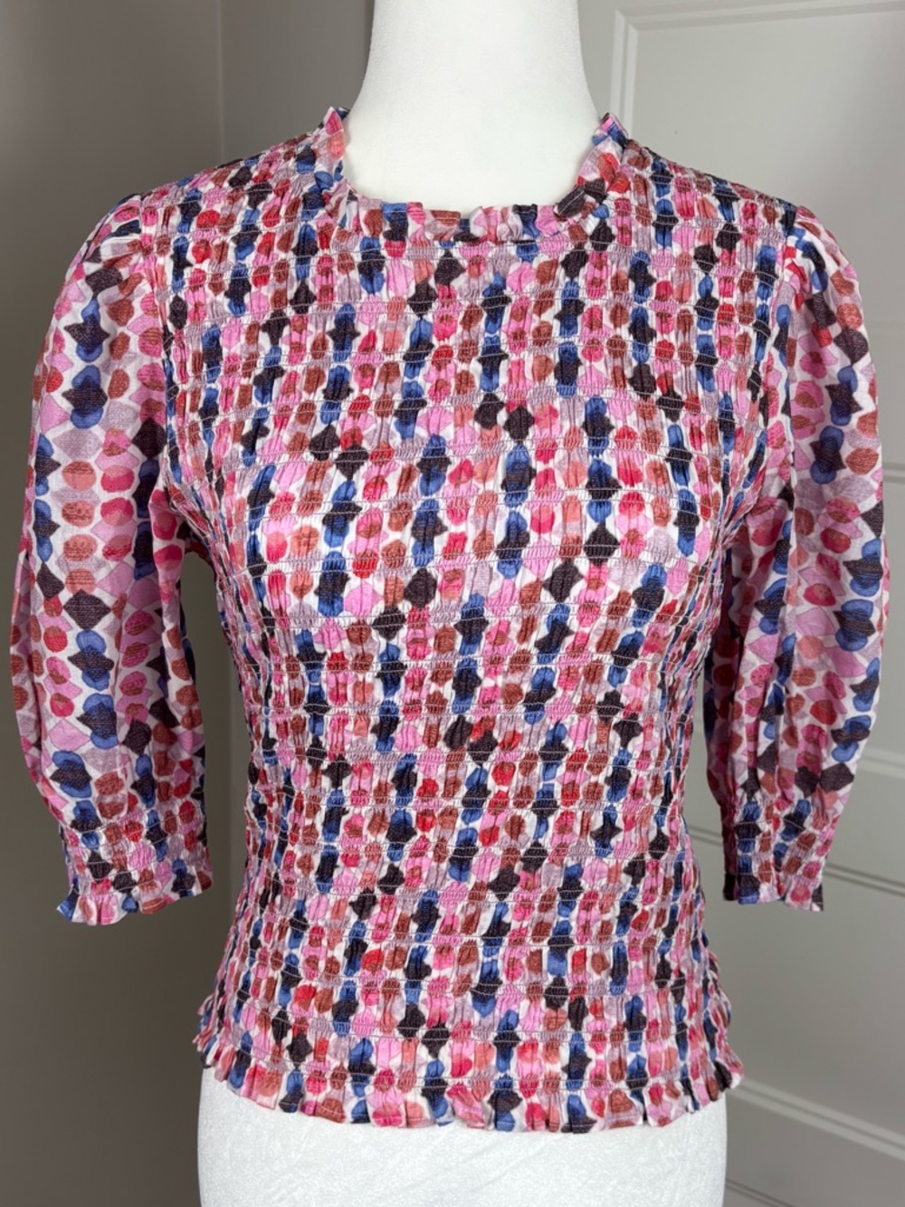 Nic and Zoe Geo Dots‎ Smocked Top Size S
